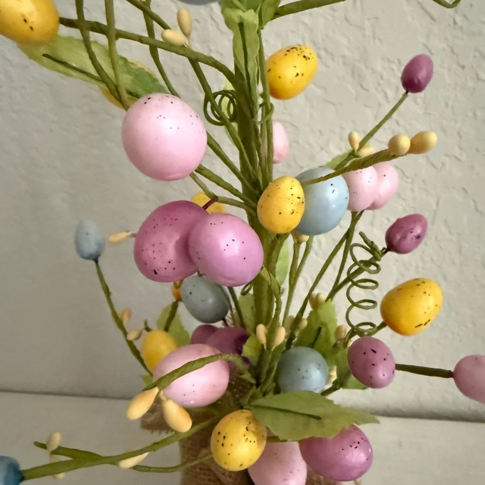 Colorful Easter egg tree Arrangement in Burlap Wrap